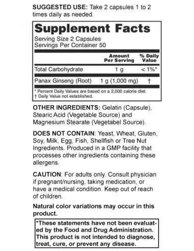 NOW Panax Ginseng 500mg 100 kapszula