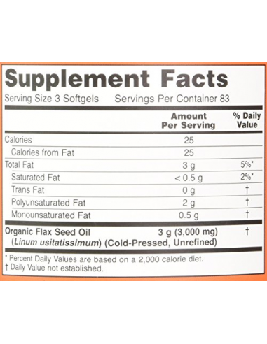 NOW Flax Oil 1000mg 100 gélkapszula