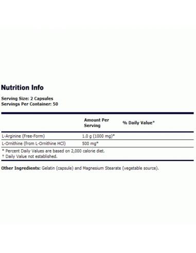 NOW Arginine&Ornithine 500/250 100 kapszula