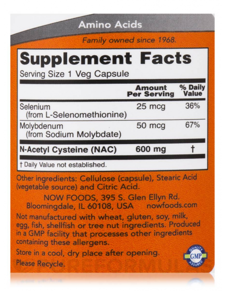 NOW NAC 600 mg 100 kapszula