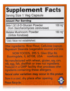 NOW Beta -1,3/1,6 - D - Glucan 100 mg 90 kapszula 2