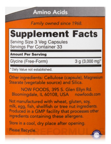 Now Glycine 1000mg 100 kapszula