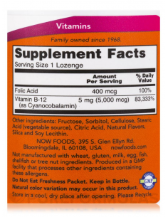 NOW Vitamin B-12 5000 mcg with Folic Acid  2