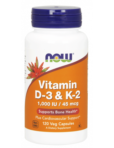 NOW Vitamin D-3 & K-2 1000 IU / 45 mcg 120 vegan kapszula