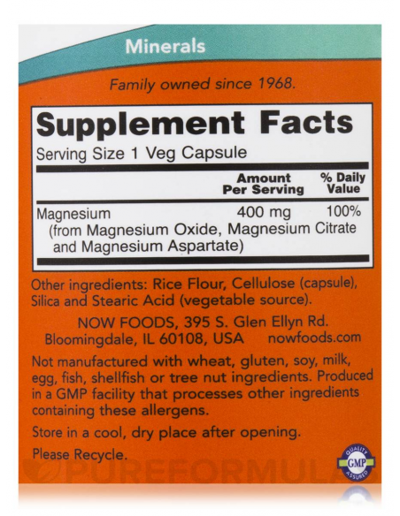 NOW Magnesium Caps 400 mg 
