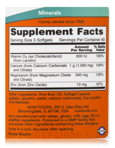 NOW Calcium & Magnesium 120 gélkapszula