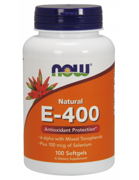 NOW E - 400 d-alpha with Mixed Tocopherols & Selenium 100 gélkapszula