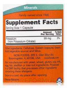 NOW Potassium Citrate 99 mg  2