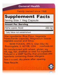 NOW Alpha Lipoic Acid 250 mg 60 caps 2
