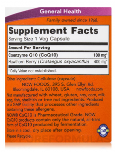 NOW CoQ10 100 mg facts 2