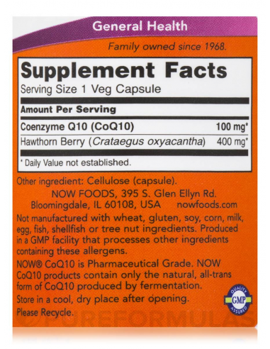 NOW CoQ10 100 mg facts