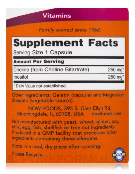 NOW Choline & Inositol 500 mg 