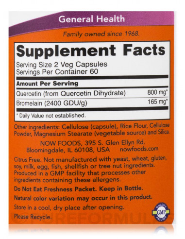 NOW Quercetin with Bromelain 120 vegan kapszula