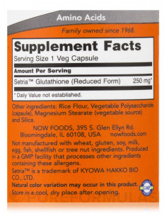 NOW Glutathione 250mg 60 kapszula 2