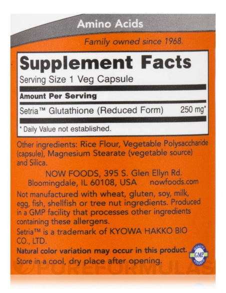 NOW Glutathione 250mg ct