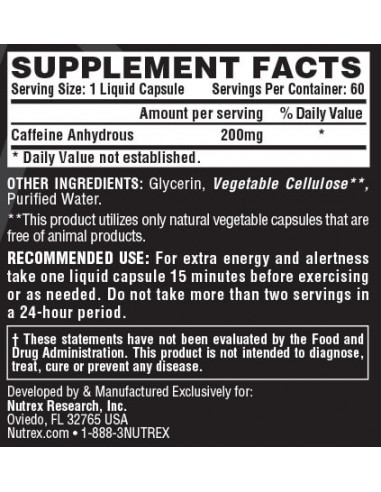 Nutrex Lipo-6 Caffeine facts
