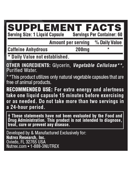 Nutrex Lipo-6 Caffeine facts