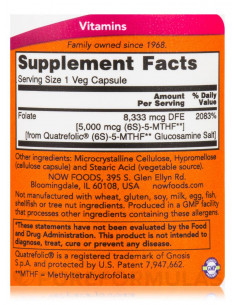 NOW Methyl Folate 5000 mcg 50 vegan 2