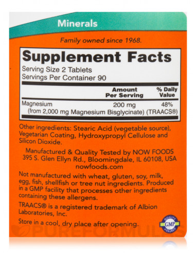 NOW Magnesium Glycinate facts