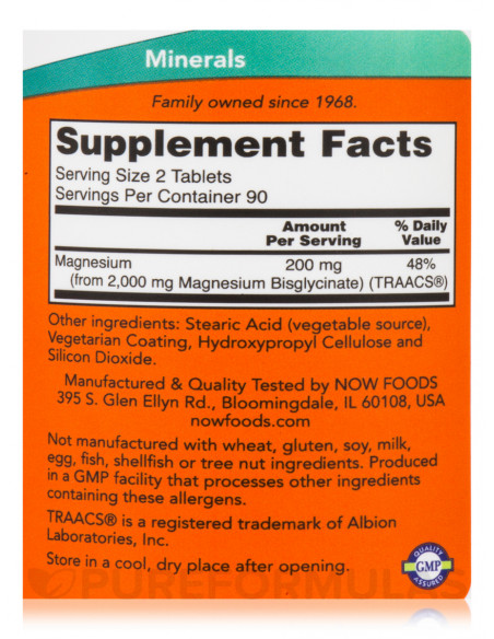 NOW Magnesium Glycinate facts
