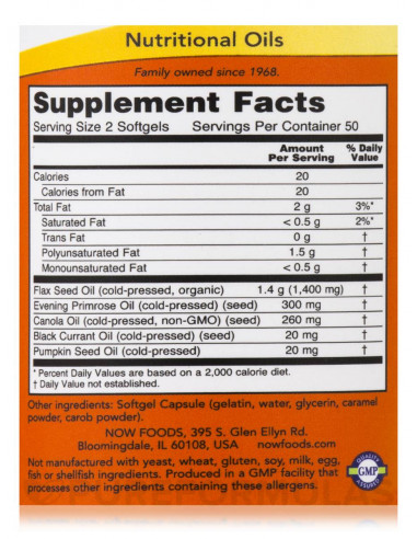 NOW Omega 3-6-9 1000mg facts