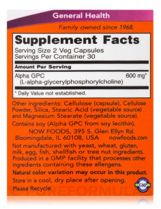 NOW Alpha GPC 300 mg 60 vegan kapszula 2