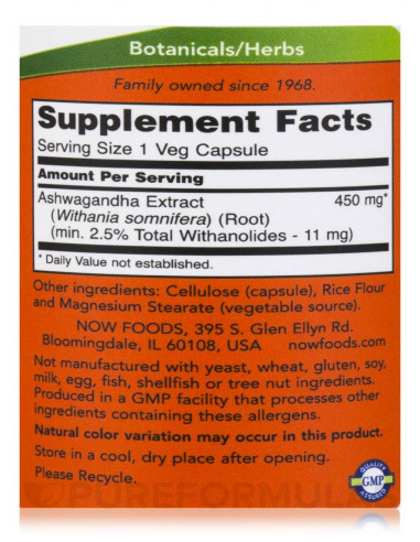Now Ashwagandha 450mg
