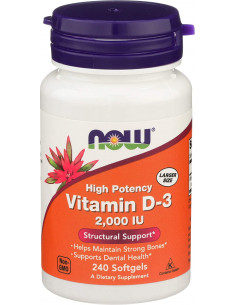 NOW Vitamin D3 2000 IU 240 softgels