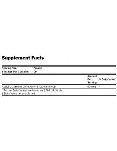 NOW Acetyl-L-Carnitine 500 mg facts