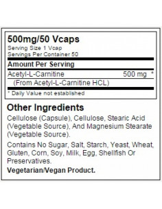 NOW Acetyl-L-Carnitine 500 mg 50 kapszula 2