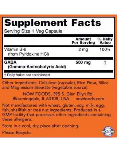 NOW GABA 500 mg 200 vegan