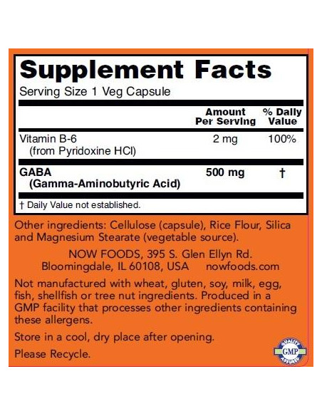 NOW GABA 500 mg 200 vegan