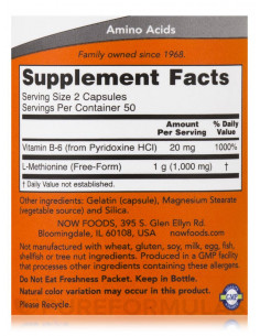 NOW L-Methionine 500 mg 100 2