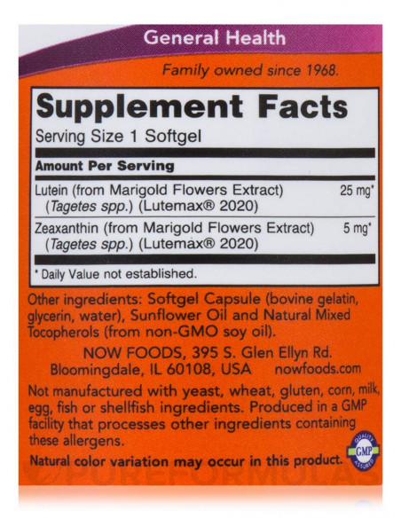 NOW Lutein & Zeaxanthin facts