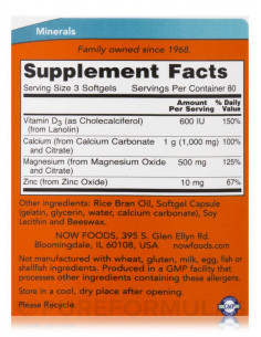 NOW Calcium & Magnesium 240 gélkapszula 2