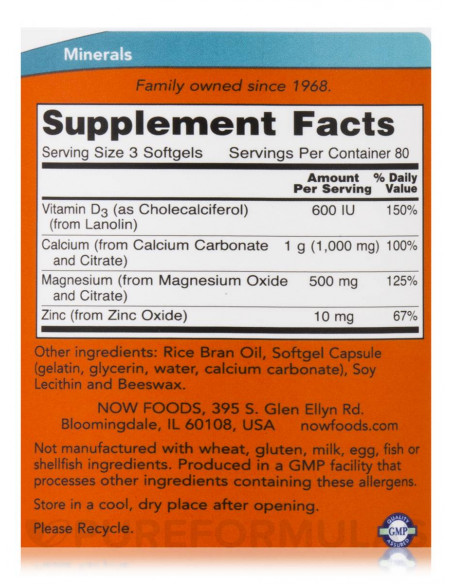 NOW Calcium & Magnesium facts