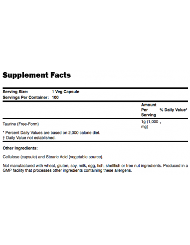 NOW Taurine 1000 mg 250 kapszula facts
