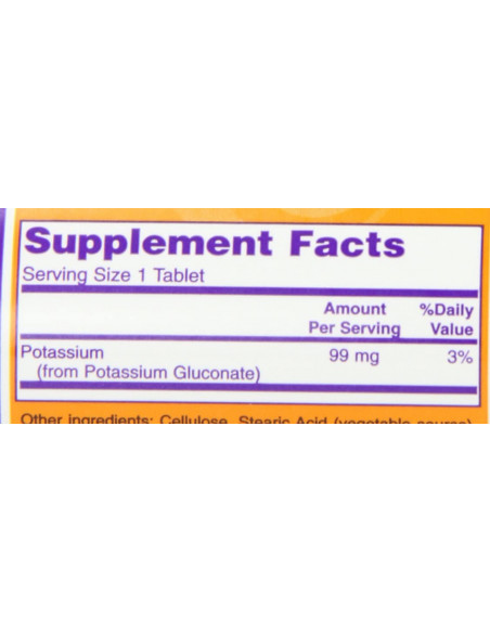 NOW Potassium Gluconate 99 mg facts