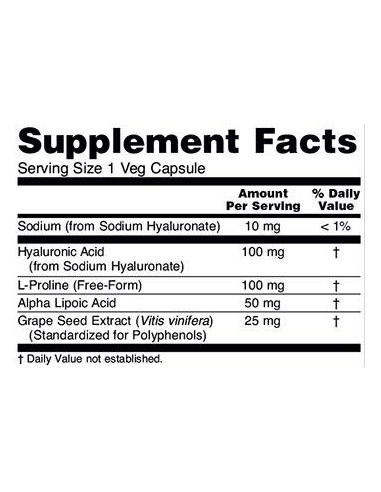 NOW Double Strength Hyaluronic Acid 100 mg 60 vegan kapszula