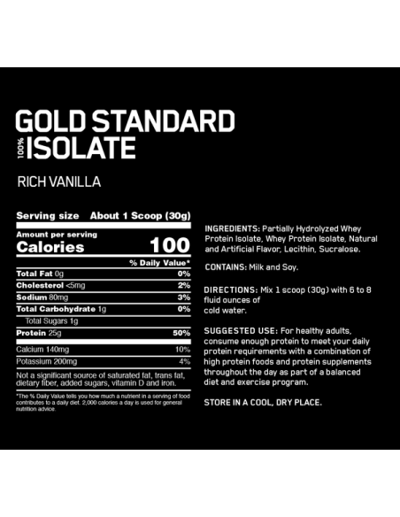 Optimum Nutrition Gold Standard Isolate facts