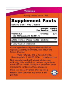 NOW Vitamin K-2 100 mcg 100 kapszula 2