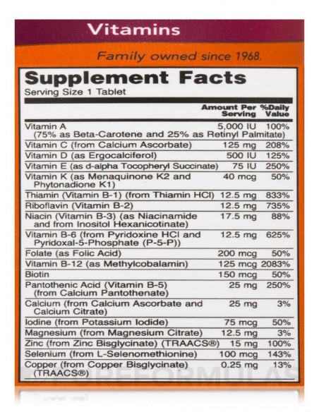 NOW Adam 60 tabletta összetétele