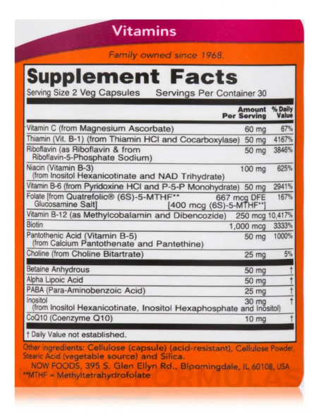 NOW Co-Enzyme B-Complex 60 facts