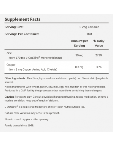 NOW L-OptiZinc 30 mg 100