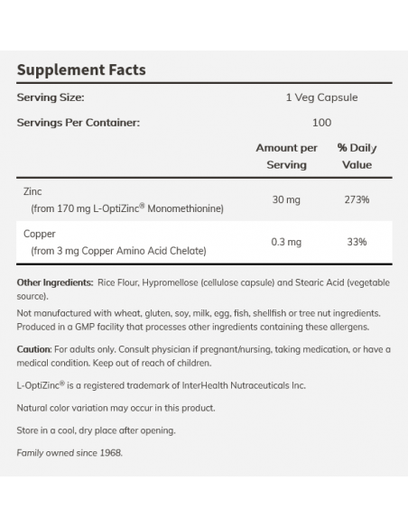 NOW L-OptiZinc 30 mg 100