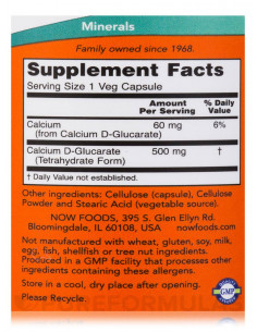 NOW Calcium D-Glucarate 500 mg 90 vegan 2