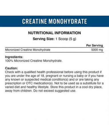 Creatine Monohydrate supplement facts