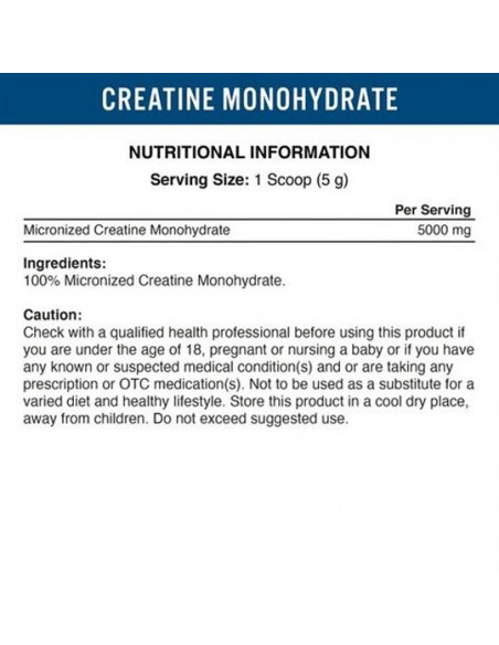 Creatine Monohydrate supplement facts