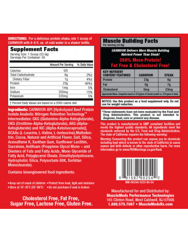 MuscleMeds Carnivor facts