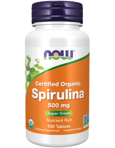 NOW Certified Organic Spirulina 500 mg 100 tabletta